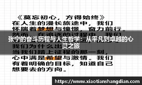 张宁的奋斗历程与人生哲学：从平凡到卓越的心灵之旅